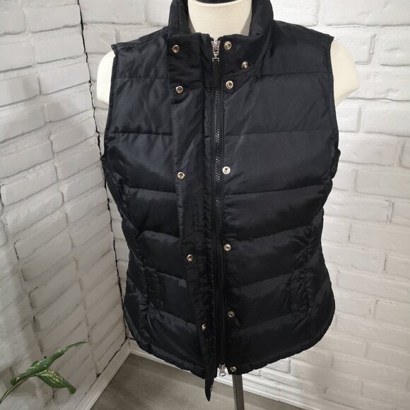 Talbots Ladies Size Medium Snap & Zipper Closure Black Puffy Vest - Picture 6 of 9